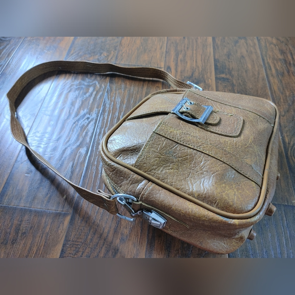 Vintage New York Woolworth brown shoulder travel bag